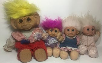 Collection of 4 Trolls Made by Uneeda Doll Co.