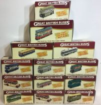 Collection of 13 die cast Great British Buses made to the scale of 1;76 and all found in Ex