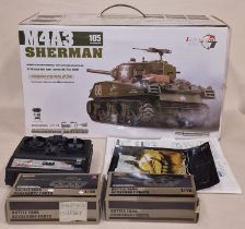 Heng Long M4A3 105 mm Howitzer Sherman remote control tank with controller, original box and