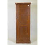 A late C19th/early C20th grain painted cupboard with panelled sides and door, rope twist carved