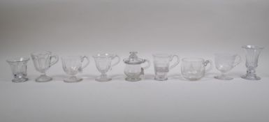 A collection of eight C19th and C20th jelly/custard glasses with slice and etched glass