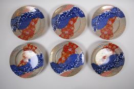 A set of six Japanese Imari side plates, mark to base, 17cm diameter