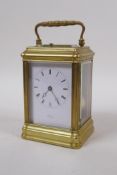 A French C19th gilt brass repeater carriage clock, retailed by Payne & Co, 163 New Bond Street,
