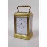 A French C19th gilt brass repeater carriage clock, retailed by Payne & Co, 163 New Bond Street,