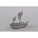 A 925 silver boat, 4cm long