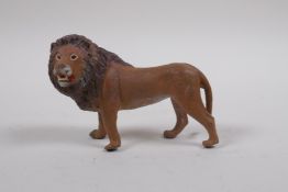 A Bergman style cold painted bronze figure of a lion, 10cm long