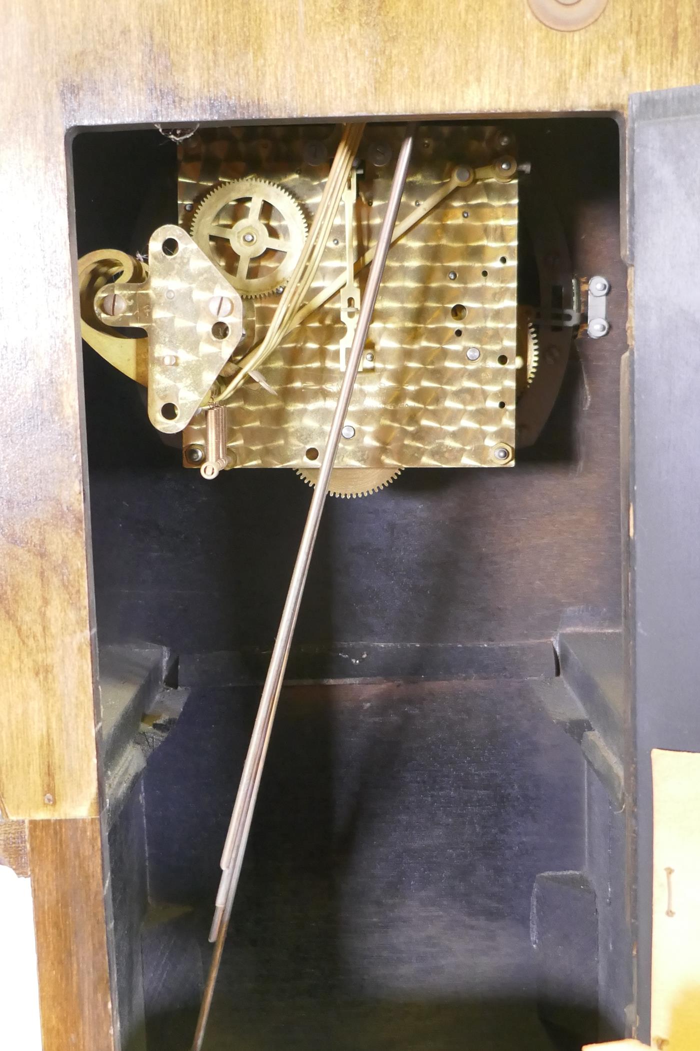 A 1960s Smiths grandmother clock, the eight day movement striking the Westminster chimes, with - Image 4 of 7