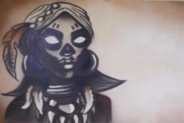 Pixie, (Pixie, London, Janey Louise Fletcher), Voodoo Girl, graffiti artwork on ply, 220 x 120cm