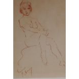Franco Matania, female figure study, signed, sanguin drawing, and a quantity of unframed various