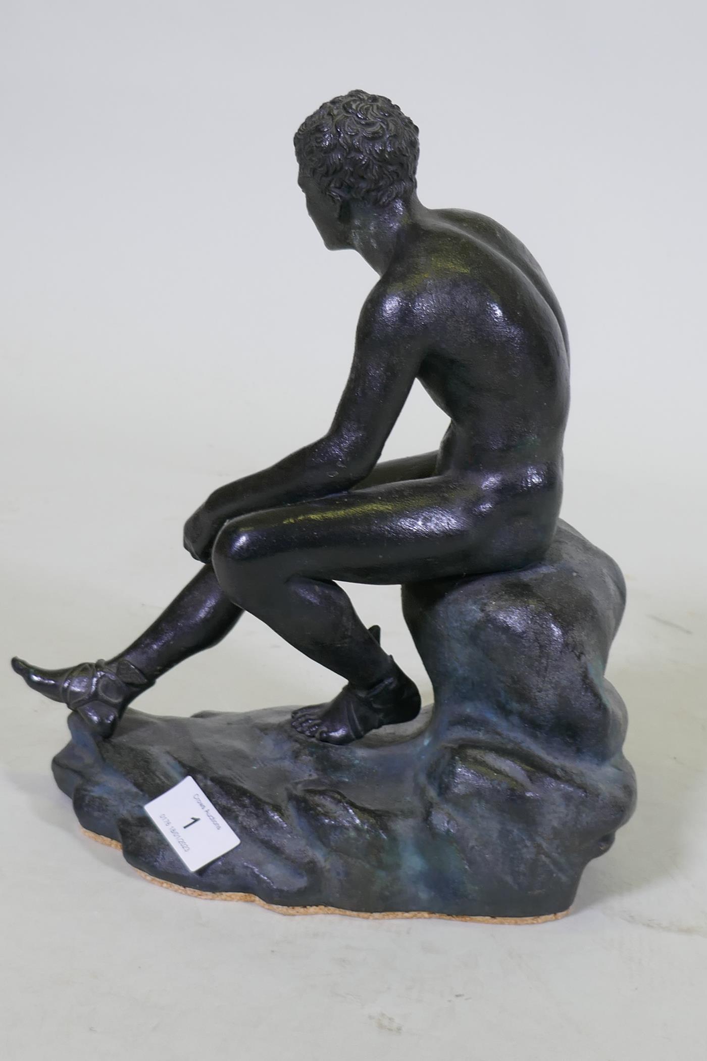 A C19th Grand Tour bronze figure of Hermes/Mercury after the statue found at the Villa of the - Image 3 of 4