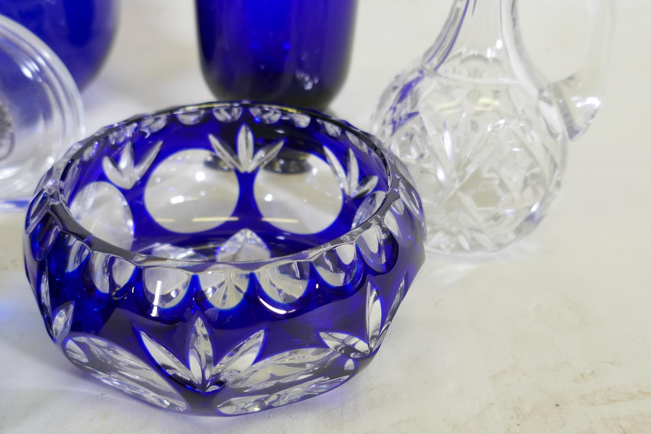 A glass millefiori paperweight, a St Louis glass ashtray, a Victorian oil jar, two scent bottles, - Image 2 of 8