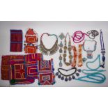 A quantity of Middle Eastern jewellery including a 925 silver, turquoise and coral necklace, and a