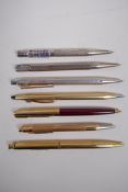 A collection of assorted propelling pencils including a hallmarked silver Bakers Pointer