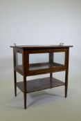 An Edwardian mahogany vitrine/display cabinet with fall front and sides and bevelled glass top, 74 x