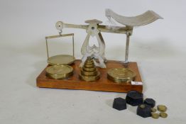 S. Mordan & Co, London, a set of brass postal scales complete with brass weights and later metric,