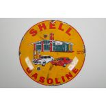 A vintage style convex enamel advertising sign for Shell, 30cm diameter