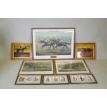 A pair of late C19th hand coloured engravings after S.R. Wombill, The Finish for the Derby, 1885,