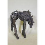 A sculpted steel figure of a foal, unsigned, 56cm high