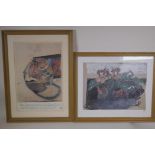 Horst Janssen, (German, 1929-1995), two photolitho prints of still life artworks, monogrammed in