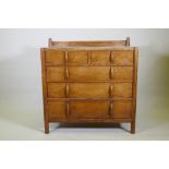 Gordon Russell, oak chest of drawers, bears label 'A chest of Drawers in English oak, No 103 was