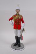 Michael Sutty, porcelain military figure, No 23 Governors Bodyguard Madras initialled NS or SN, 29cm