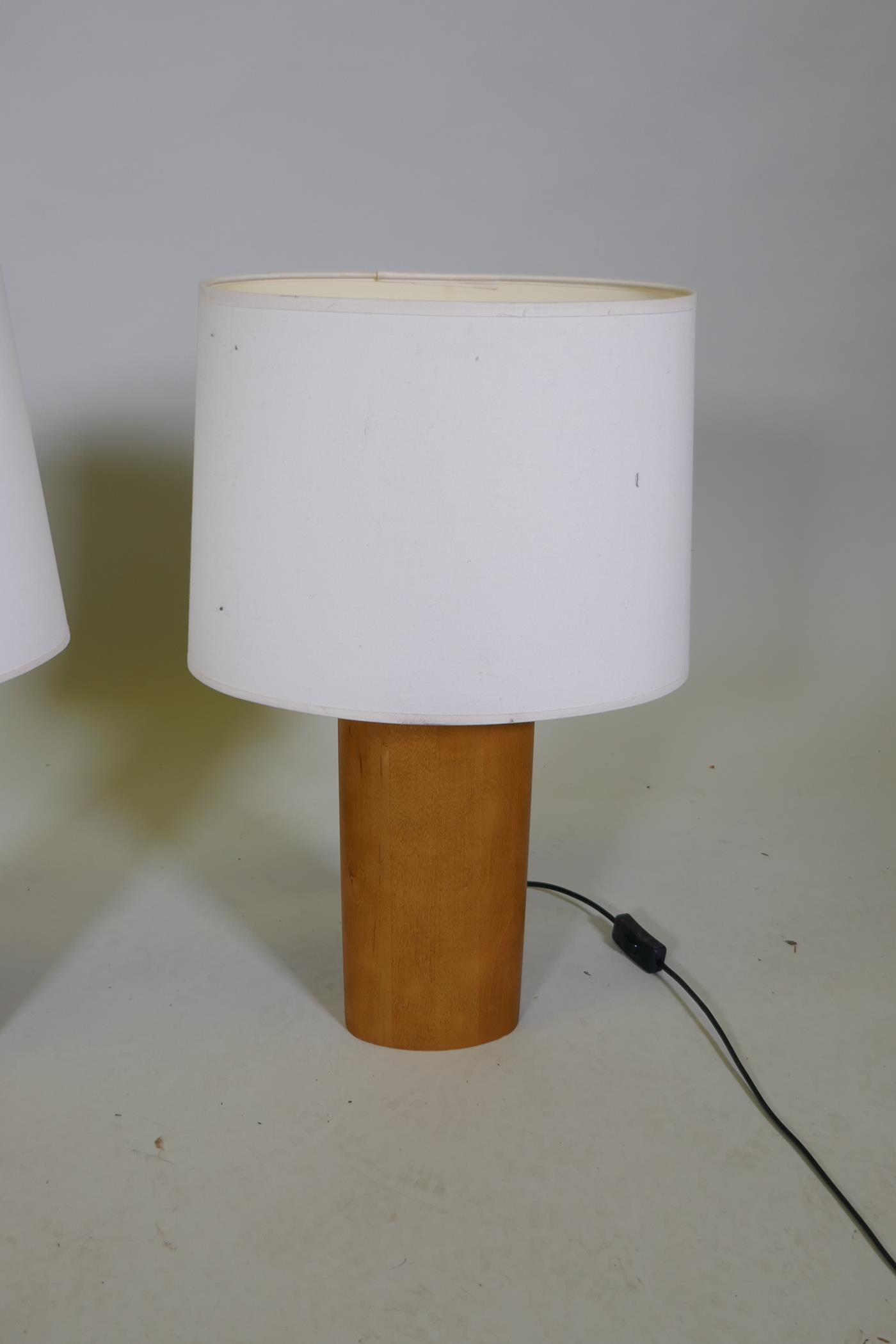 A pair of Habitat beechwood table lamps, 58cm high with shades - Image 3 of 3