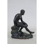 A C19th Grand Tour bronze figure of Hermes/Mercury after the statue found at the Villa of the