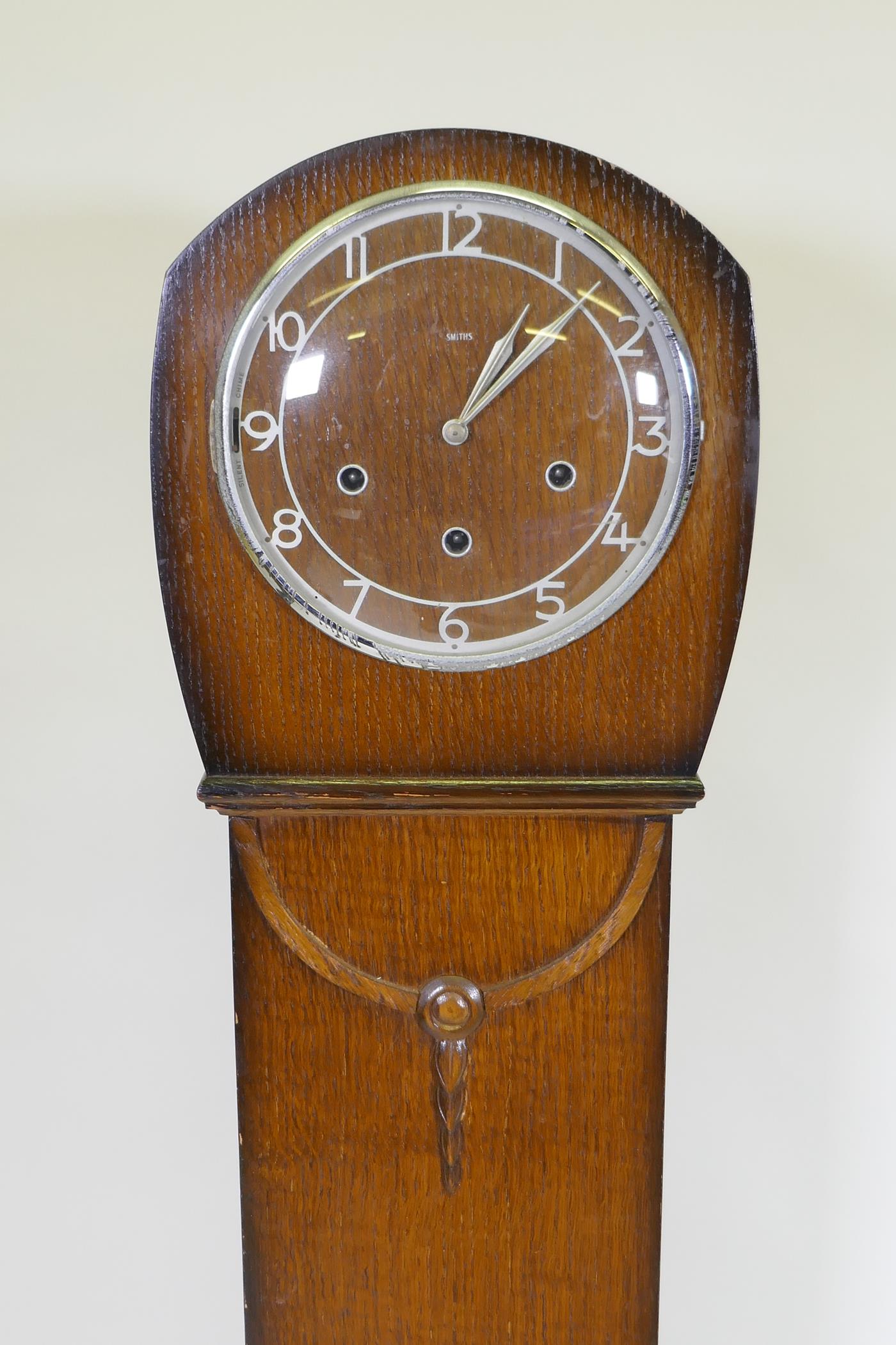 A 1960s Smiths grandmother clock, the eight day movement striking the Westminster chimes, with - Image 2 of 7