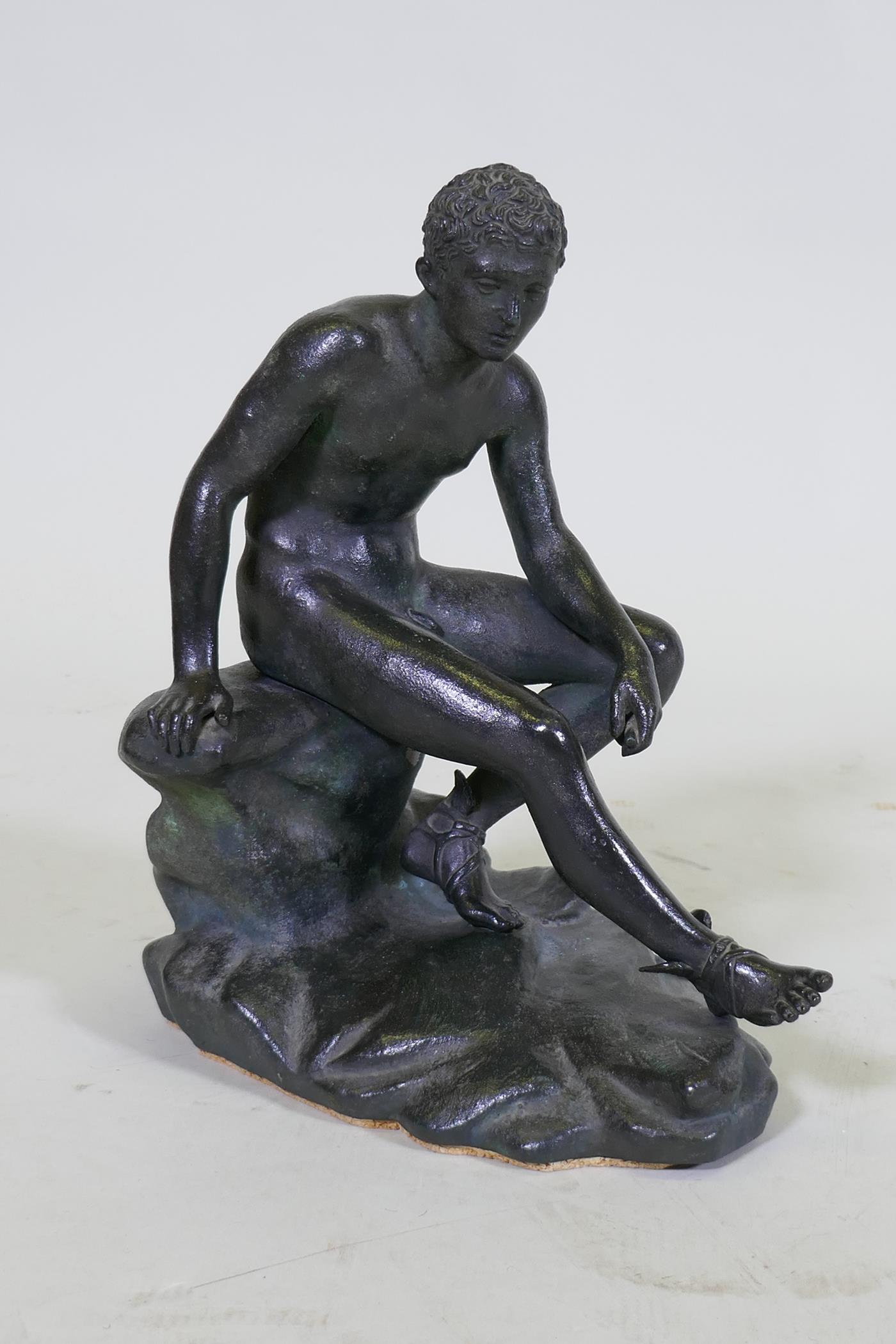 A C19th Grand Tour bronze figure of Hermes/Mercury after the statue found at the Villa of the - Image 2 of 4