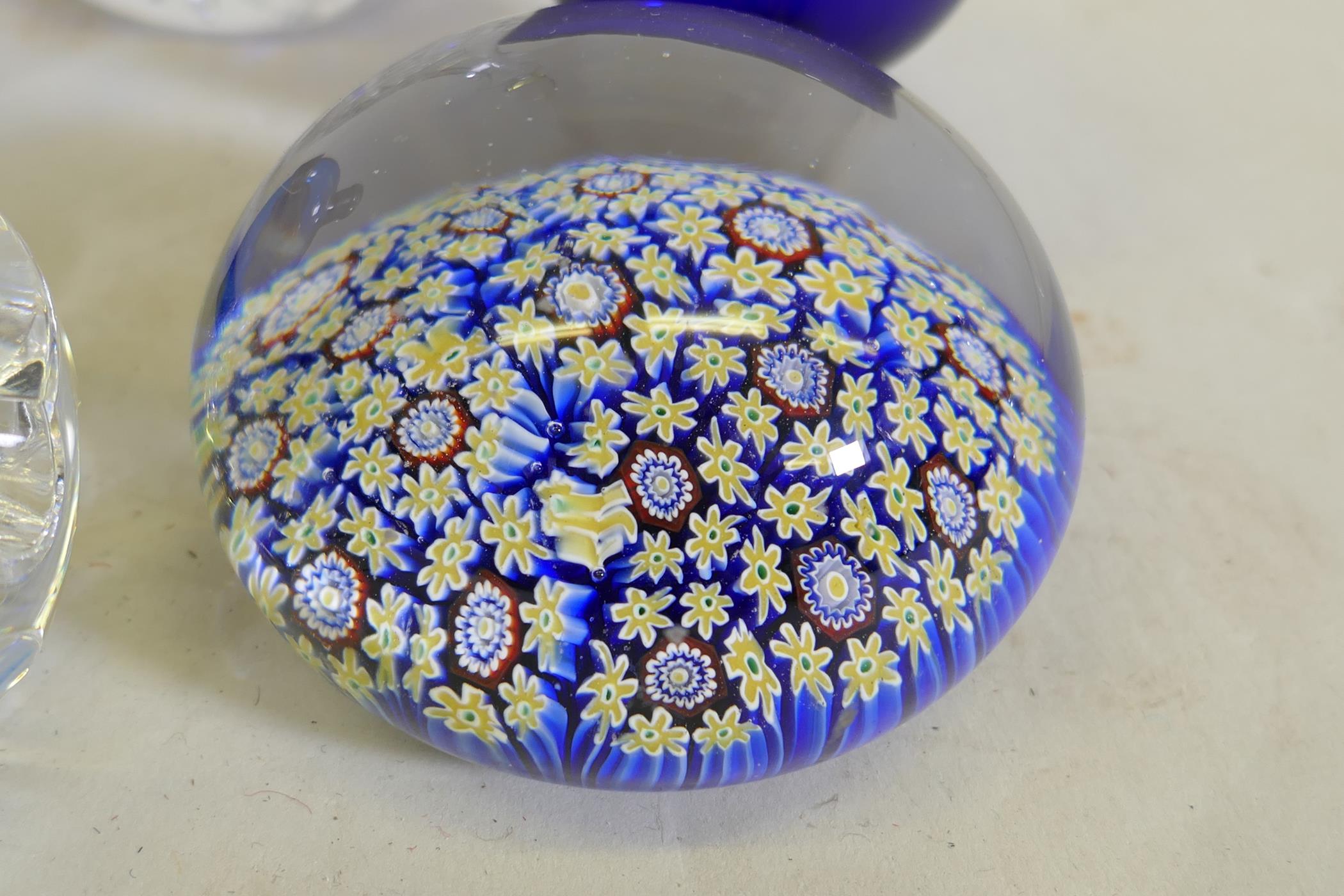 A glass millefiori paperweight, a St Louis glass ashtray, a Victorian oil jar, two scent bottles, - Image 4 of 8
