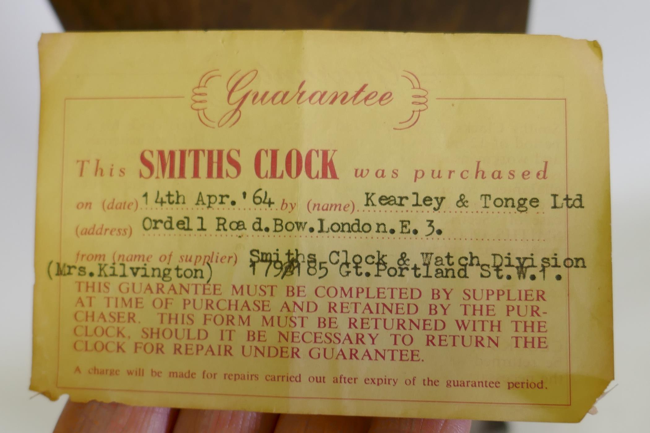 A 1960s Smiths grandmother clock, the eight day movement striking the Westminster chimes, with - Image 7 of 7