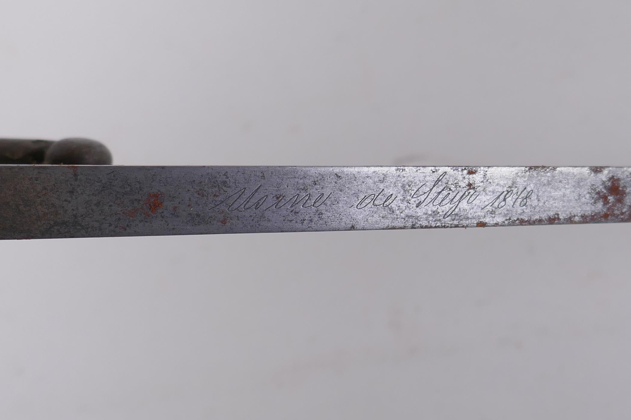 A late C19th French model 1878 bayonet, manufactured in Steyr, Austria, by The Austrian Arms - Image 3 of 6