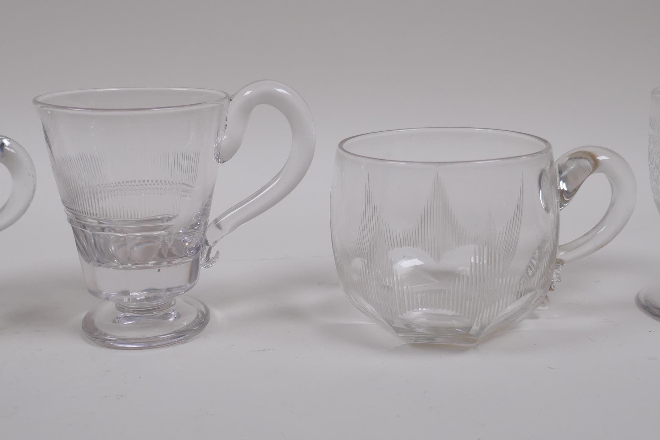 A collection of eight C19th and C20th jelly/custard glasses with slice and etched glass - Image 5 of 9