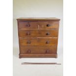 A Victorian mahogany chest with two over three cushion drawers, 107 x 52cm, 106cm high