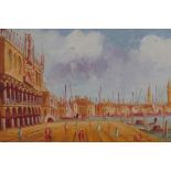 The Doge's Palace from St Mark's, Venice, signed Antoninu, inscribed verso, oil on board, 20 x 10cm