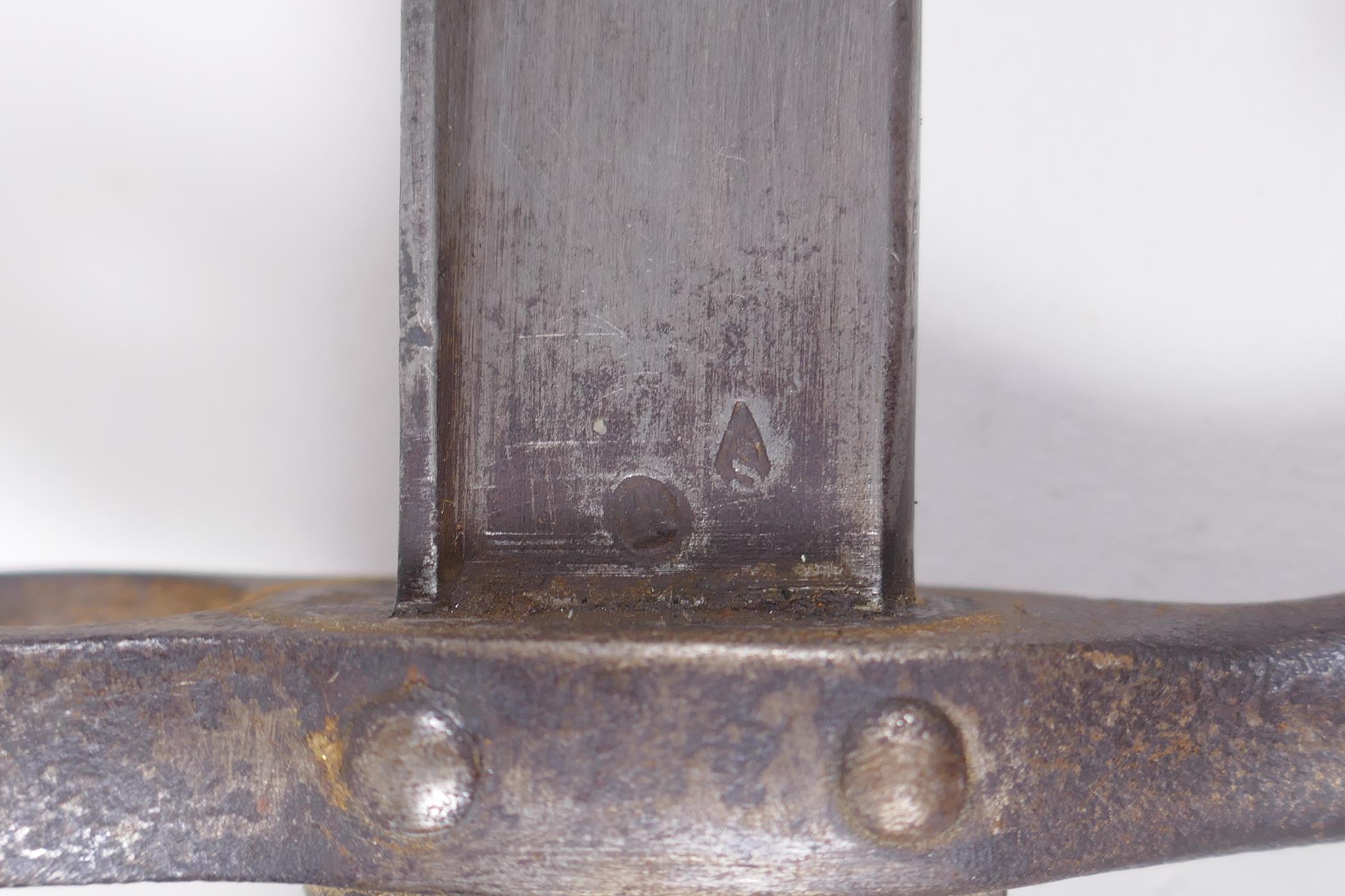 A late C19th French model 1876 bayonet, manufactured in Chatellerault, inscription to the blade, the - Image 3 of 6