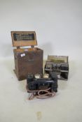 An M.O.D. telephone set 'F' high power No. MkII YA 6244 in wood case, and a D.MKV set 1938