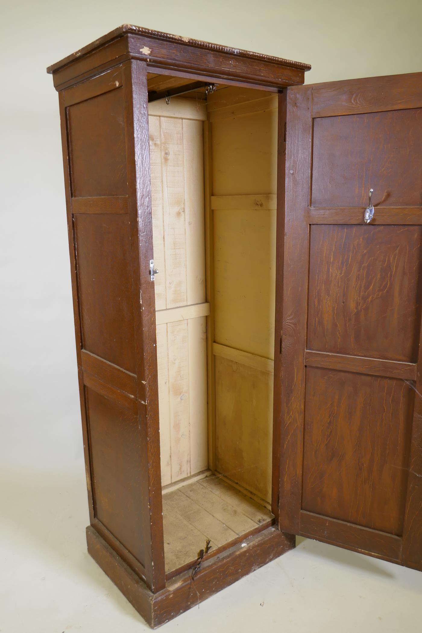 A late C19th/early C20th grain painted cupboard with panelled sides and door, rope twist carved - Image 4 of 4