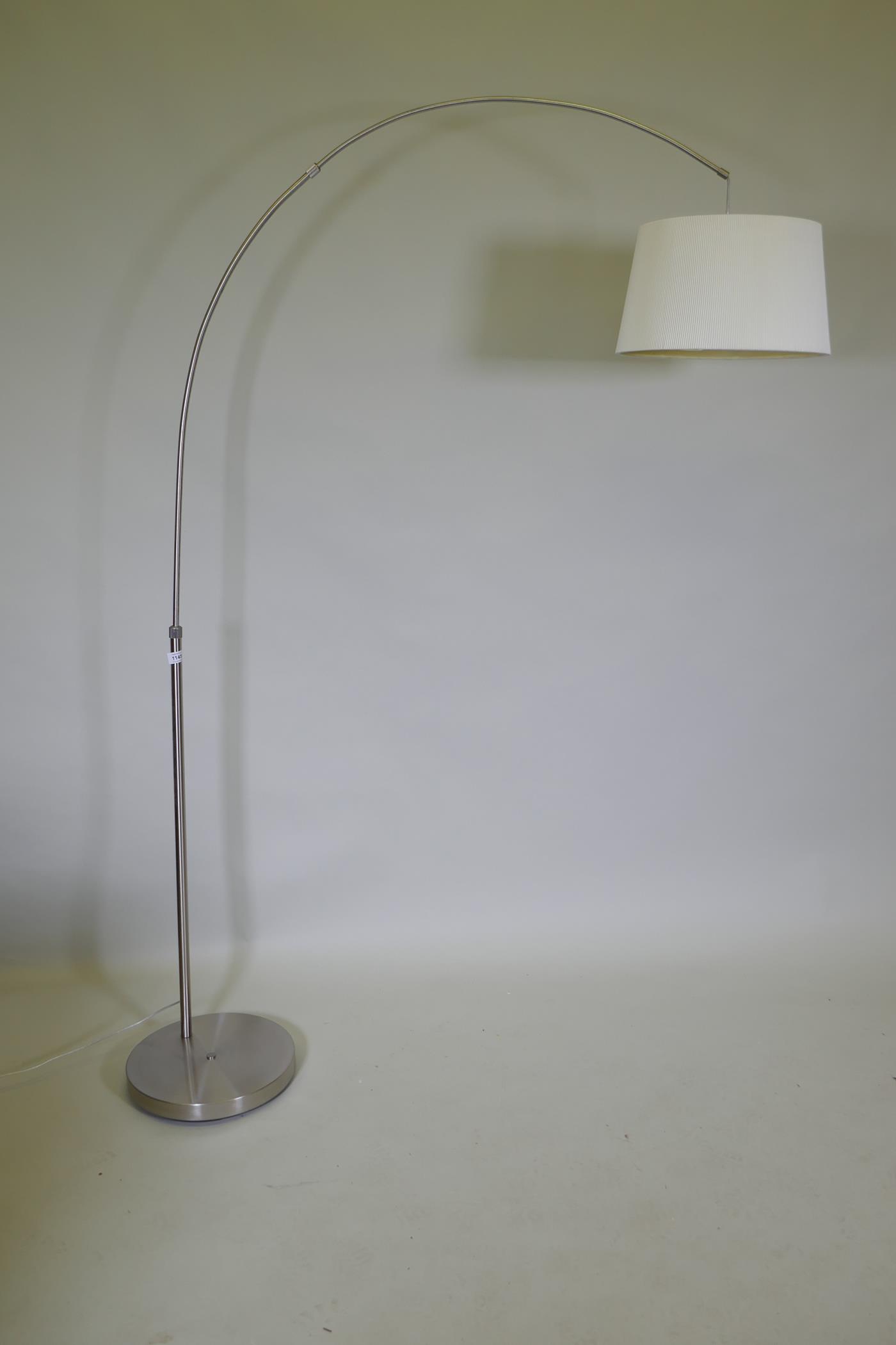 A contemporary brushed steel floor lamp, 180cm high - Image 2 of 2