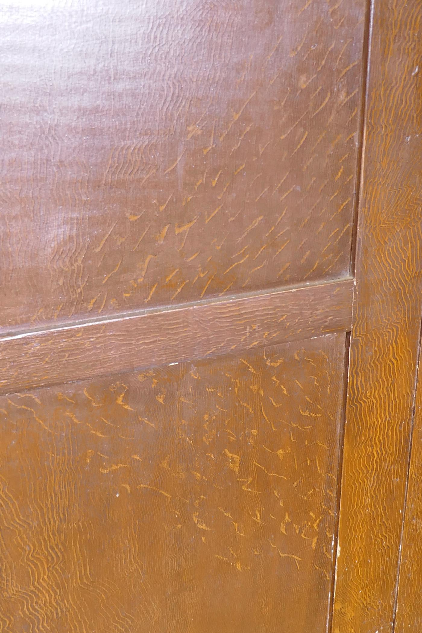 A late C19th/early C20th grain painted cupboard with panelled sides and door, rope twist carved - Image 3 of 4