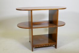 An Art Deco oak open bookcase/display table in the manner of Heals, 77 x 38 x 60cm