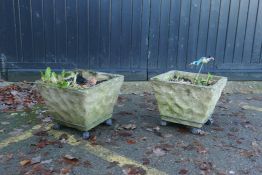 A pair of concrete garden planters, 44 x 44cm, 30cm high