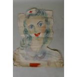 Portrait of a female nurse, c.1940, unsigned, watercolour, and another, study of a medic, 67 x 75cm