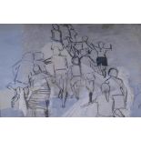 Study of children running, Australian label verso and inscription 'Blackman 53', oil and charcoal on