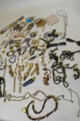 A quantity of costume jewellery and watches