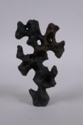 A Chinese carved volcanic rock ornament, 11cm high