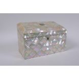 A Victorian mother of pearl correspondence box, 20 x 10cm, 14cm high