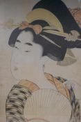 A pair of lithoprints of Geisha after the original wood blocks, and another larger after Eizan