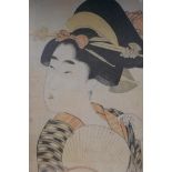 A pair of lithoprints of Geisha after the original wood blocks, and another larger after Eizan