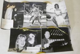 Five large press photographs including Elizabeth Taylor, Hayley Mills, David Jones, Gaston Palmer